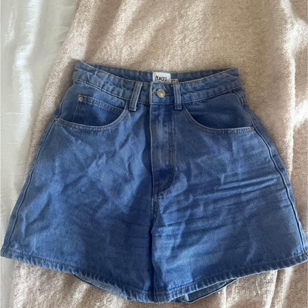 Princess Polly Blue Jean Shorts High-Waisted Relaxed Fit